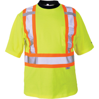 T-shirt de s&eacute;curit&eacute;, Polyester, Moyen, Jaune lime haute visibilit&eacute; O-Max