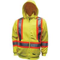 Chandail &agrave; capuchon de s&eacute;curit&eacute; en molleton, Polyester, Petit, Jaune lime haute visibilit&eacute; O-Max