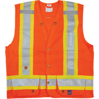 Veste de s&eacute;curit&eacute; pour arpenteur, Orange haute visibilit&eacute;, Petit, Polyester O-Max