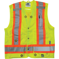 Veste de s&eacute;curit&eacute; pour arpenteur, Jaune lime haute visibilit&eacute;, Petit, Polyester O-Max
