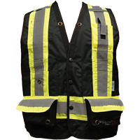 Fire Retardant Surveyor Safety Vest, Black, Small, Polyester O-Max