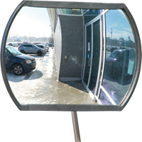 Miroir convexe rectangulaire/rond avec bras télescopique, 12" h x 18" la, Intérieur/Extérieur SDP528 | O-Max