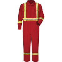 Flame-Resistant Deluxe Coveralls with Reflective Trim, Size 38, Red, 5.6 cal/cm² O-Max