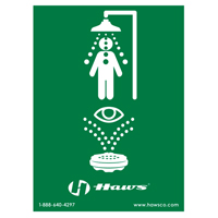 Enseigne douche/douche oculaire d'urgence, 24" x 18", Plastique, Pictogramme O-Max