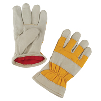 Gants de travail doubl&eacute;s pour l'hiver de premi&egrave;re qualit&eacute;, Petit, Paume en Cuir fleur de porc, Doublure en Molleton de mousse O-Max