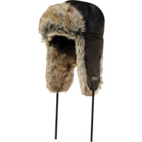 Quilted Synthetic Fur-Lined Hat, Nylon/Fur Lining, X-Large, Black O-Max
