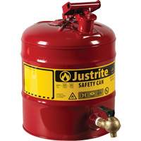 Bidon avec robinet s&eacute;curitaires pour laboratoires, Type I, Acier, 5 gal. US, Rouge, Homologu&eacute; FM O-Max