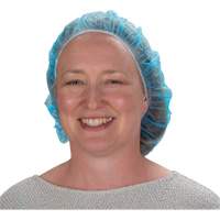 Bonnets bouffants non tiss&eacute;s, Polypropyl&egrave;ne, 21"/Grand, Bleu O-Max