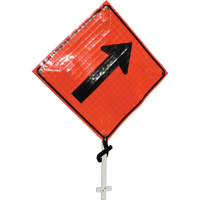 Enseigne sur poteau fl&egrave;che oblique vers la droite, 24" x 24", Vinyle, Pictogramme O-Max