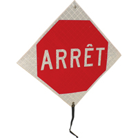 Panneau de circulation enroulable  Arr&ecirc;t , 24" x 24", Vinyle, Français O-Max