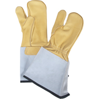 3-Finger Gloves, Medium, Grain Cowhide Palm O-Max