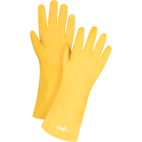 Gants &agrave; fini rugueux et r&eacute;sistants aux produits chimiques, Taille 9, 14" lo, PVC, Doublure en Interlock, 47-mil O-Max
