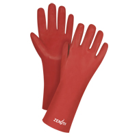 Gants rouges &agrave; fini doux r&eacute;sistants aux produits chimiques, Taille 9, 14" lo, PVC, Doublure en Interlock, 47-mil O-Max