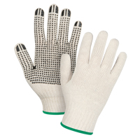 Lightweight Dotted String Knit Gloves, Poly/Cotton, Single Sided, 7 Gauge, Medium O-Max