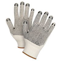 Heavyweight Double-Sided Dotted String Knit Gloves, Poly/Cotton, Double Sided, 7 Gauge, Large O-Max