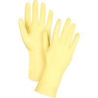 Premium Canary Yellow Chemical-Resistant Gloves, Size X-Large/10, 12" L, Rubber Latex, Flock-Lined Inner Lining, 18-mil O-Max