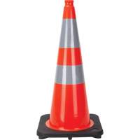 C&ocirc;ne de signalisation, 28", Orange, Bande(s) r&eacute;fl&eacute;chissante(s) 4" & 6" O-Max