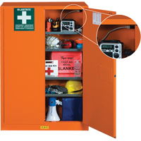 Armoires de rangement pour pr&eacute;paration aux situations d'urgence, Acier, 4 Tablettes, 65" h x 43" la x 18" P, Orange O-Max