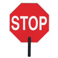 "Stop" Traffic Sign, 18" x 18", Plastic, English with Pictogram O-Max