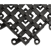 ErgoDeck&reg; Matting With Integrated No-Slip Cleats No. 553, PVC, 1-1/2' W x 1-1/2' L, 7/8" Thick, Black O-Max