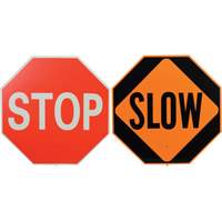 Panneau de signalisation &agrave; deux c&ocirc;t&eacute;s  Stop/Slow  O-Max