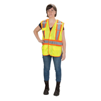Veste d'arpenteur haute visibilit&eacute;, conforme &agrave; la CSA, Jaune lime haute visibilit&eacute;, Moyen, Polyester O-Max