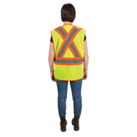 Veste d'arpenteur haute visibilit&eacute;, conforme &agrave; la CSA, Jaune lime haute visibilit&eacute;, Moyen, Polyester O-Max