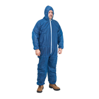 Hooded Coveralls, Medium, Blue, Polypropylene O-Max