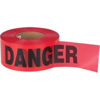 "Danger" Barricade Tape, Bilingual, 3" W x 1000' L, 1.5 mils, Black on Red O-Max