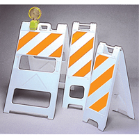 Barricades, Folding, 13" L x 45" H, Orange/White O-Max