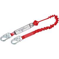 PRO Elastic Shock-Absorbing Lanyard, 6', Snap Hook Center, Snap Hook Leg Ends, Polyester O-Max