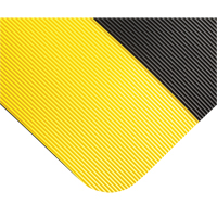 Tapis tr&egrave;s robuste pour panneau de contr&ocirc;le No 720, Ondul&eacute;, 3' x 10' x 5/8", Noir/Jaune, PVC O-Max