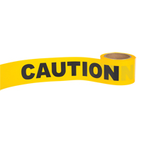 "Caution" Barricade Tape, English, 3" W x 300' L, 1.5 mils, Black on Yellow O-Max