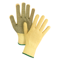 Gants tricot&eacute;s sans couture &agrave; pois, Taille Moyen/8, Calibre 7, Rev&ecirc;tement PVC, Enveloppe en Kevlar, ASTM ANSI niveau A2/EN 388 niveau 3 O-Max