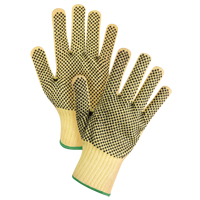 Gants tricot&eacute;s deux c&ocirc;t&eacute;s, sans couture, &agrave; pois, Taille Moyen/8, Calibre 7, Rev&ecirc;tement PVC, Enveloppe en Kevlar, ASTM ANSI niveau A2/EN 388 niveau 3 O-Max