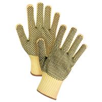 Gants tricot&eacute;s deux c&ocirc;t&eacute;s, sans couture, &agrave; pois, Taille Grand/9, Calibre 7, Rev&ecirc;tement PVC, Enveloppe en Kevlar, ASTM ANSI niveau A2/EN 388 niveau 3 O-Max