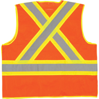 5-Point Tear-Away Premium Safety Vest , High Visibility Orange, Large/X-Large, Polyester O-Max