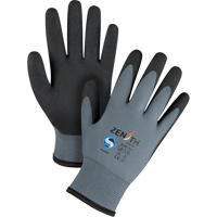 Gants enduits de premi&egrave;re qualit&eacute; ZX-30°, 8/Moyen, R&ecirc;vetement PVC, Calibre 15, Enveloppe en Nylon O-Max