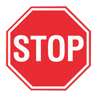 "Stop" Floor Sign, Adhesive, English with Pictogram O-Max