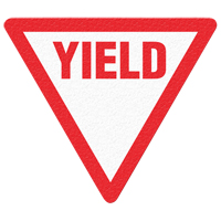 "Yield" Floor Sign, Adhesive, English with Pictogram O-Max