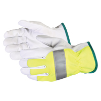 Gants de conducteur haute visibilit&eacute; avec bandes r&eacute;fl&eacute;chissantes Endura, Grand, Paume en Cuir fleur de ch&egrave;vre O-Max