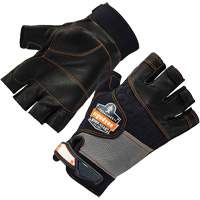 ProFlex 901 Half-Finger Leather Impact Gloves, Small, Grain Leather Palm, Hook & Loop Cuff O-Max