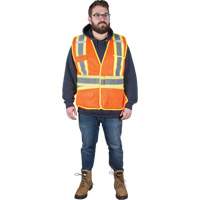 Veste d'arpenteur r&eacute;sistante aux flammes, Orange haute visibilit&eacute;, Moyen, Polyester O-Max