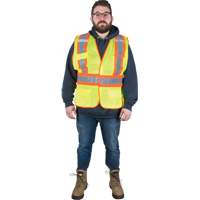 Veste d'arpenteur r&eacute;sistante aux flammes, Jaune lime haute visibilit&eacute;, Moyen, Polyester O-Max