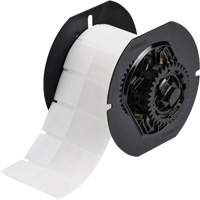Self-Laminating Wire & Cable Label, Vinyl, 1" L x 2.6" H, Clear/White O-Max