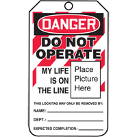 Do Not Operate Danger Lockout Tagout Tags, Cardstock, 3-1/4" W x 5-3/4" H, English O-Max
