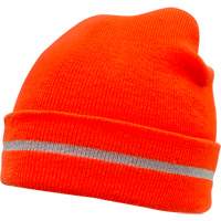 High Visibility Knit Hat with Reflective Stripe, High Visibility Orange, Acrylic O-Max