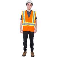 Veste de s&eacute;curit&eacute; pour la circulation, Orange haute visibilit&eacute;, Moyen, Polyester O-Max