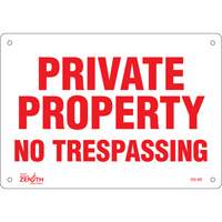 "Private Property" Sign, 7" x 10", Plastic, English O-Max