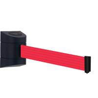 TensaBarrier&reg; Wall Mounted Unit, Plastic, Screw Mount, 30', Red Tape O-Max